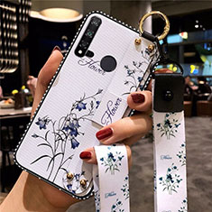 Handyhülle Silikon Hülle Gummi Schutzhülle Flexible Blumen S01 für Huawei Nova 5i Weiß