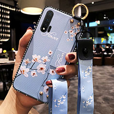 Handyhülle Silikon Hülle Gummi Schutzhülle Flexible Blumen S01 für Huawei Nova 6 5G Hellblau