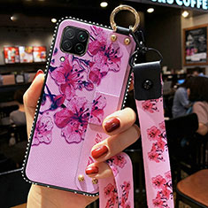 Handyhülle Silikon Hülle Gummi Schutzhülle Flexible Blumen S01 für Huawei Nova 6 SE Violett