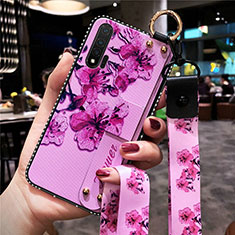 Handyhülle Silikon Hülle Gummi Schutzhülle Flexible Blumen S01 für Huawei Nova 6 Violett