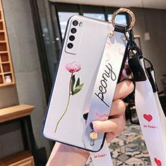 Handyhülle Silikon Hülle Gummi Schutzhülle Flexible Blumen S01 für Huawei Nova 7 5G Pink
