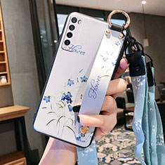 Handyhülle Silikon Hülle Gummi Schutzhülle Flexible Blumen S01 für Huawei Nova 7 5G Weiß