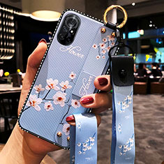 Handyhülle Silikon Hülle Gummi Schutzhülle Flexible Blumen S01 für Huawei Nova 8 5G Hellblau