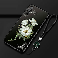 Handyhülle Silikon Hülle Gummi Schutzhülle Flexible Blumen S01 für Huawei Y8p Weiß
