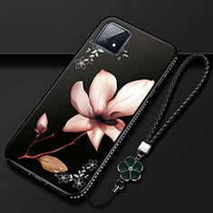 Handyhülle Silikon Hülle Gummi Schutzhülle Flexible Blumen S01 für Oppo A72 5G Braun