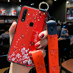 Handyhülle Silikon Hülle Gummi Schutzhülle Flexible Blumen S01 für Oppo A8 Rot