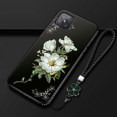 Handyhülle Silikon Hülle Gummi Schutzhülle Flexible Blumen S01 für Oppo A92s 5G Weiß