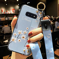 Handyhülle Silikon Hülle Gummi Schutzhülle Flexible Blumen S01 für Samsung Galaxy S10e Hellblau