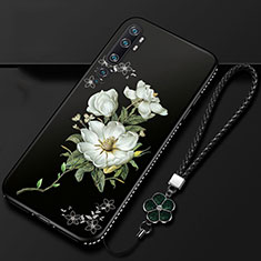 Handyhülle Silikon Hülle Gummi Schutzhülle Flexible Blumen S01 für Xiaomi Mi Note 10 Weiß