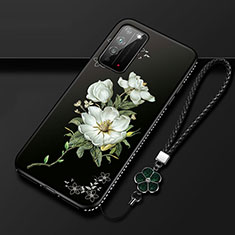Handyhülle Silikon Hülle Gummi Schutzhülle Flexible Blumen S02 für Huawei Honor X10 5G Weiß