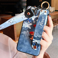 Handyhülle Silikon Hülle Gummi Schutzhülle Flexible Blumen S02 für Huawei Nova 7i Blau