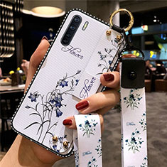 Handyhülle Silikon Hülle Gummi Schutzhülle Flexible Blumen S02 für Oppo A91 Weiß