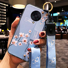 Handyhülle Silikon Hülle Gummi Schutzhülle Flexible Blumen S02 für Xiaomi Redmi K30 Pro 5G Blau
