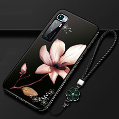 Handyhülle Silikon Hülle Gummi Schutzhülle Flexible Blumen S03 für Xiaomi Mi 10 Ultra Braun