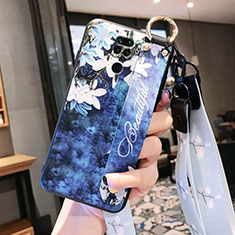 Handyhülle Silikon Hülle Gummi Schutzhülle Flexible Blumen S04 für Xiaomi Redmi 10X 4G Blau