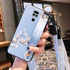 Handyhülle Silikon Hülle Gummi Schutzhülle Flexible Blumen S04 für Xiaomi Redmi 10X 4G Hellblau