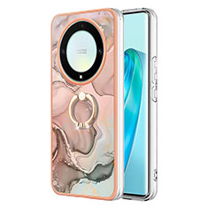 Handyhülle Silikon Hülle Gummi Schutzhülle Flexible Modisch Muster mit Fingerring Ständer Y01B für Huawei Honor Magic5 Lite 5G Rosa