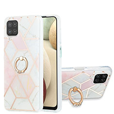 Handyhülle Silikon Hülle Gummi Schutzhülle Flexible Modisch Muster mit Fingerring Ständer Y01B für Samsung Galaxy M12 Rosa