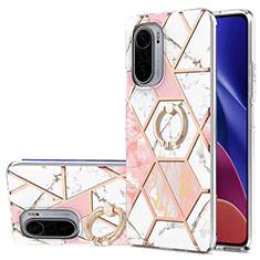 Handyhülle Silikon Hülle Gummi Schutzhülle Flexible Modisch Muster mit Fingerring Ständer Y01B für Xiaomi Redmi K40 Pro 5G Rosa