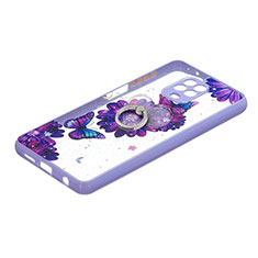 Handyhülle Silikon Hülle Gummi Schutzhülle Flexible Modisch Muster mit Fingerring Ständer Y01X für Xiaomi Poco M2 Pro Violett