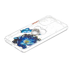 Handyhülle Silikon Hülle Gummi Schutzhülle Flexible Modisch Muster mit Fingerring Ständer Y01X für Xiaomi Redmi K40 Pro 5G Blau