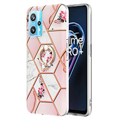 Handyhülle Silikon Hülle Gummi Schutzhülle Flexible Modisch Muster mit Fingerring Ständer Y02B für Realme Q5 5G Rosa