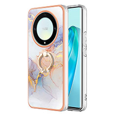 Handyhülle Silikon Hülle Gummi Schutzhülle Flexible Modisch Muster mit Fingerring Ständer Y03B für Huawei Honor Magic5 Lite 5G Helles Lila