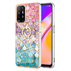 Handyhülle Silikon Hülle Gummi Schutzhülle Flexible Modisch Muster mit Fingerring Ständer Y03B für Oppo F19 Pro+ Plus 5G Bunt