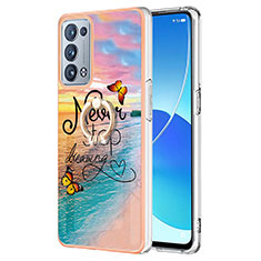 Handyhülle Silikon Hülle Gummi Schutzhülle Flexible Modisch Muster mit Fingerring Ständer Y03B für Oppo Reno6 Pro 5G Plusfarbig