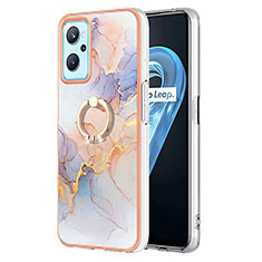 Handyhülle Silikon Hülle Gummi Schutzhülle Flexible Modisch Muster mit Fingerring Ständer Y03B für Realme 9i 4G Helles Lila