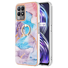 Handyhülle Silikon Hülle Gummi Schutzhülle Flexible Modisch Muster mit Fingerring Ständer Y03B für Realme Narzo 50 4G Blau