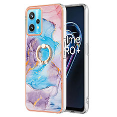 Handyhülle Silikon Hülle Gummi Schutzhülle Flexible Modisch Muster mit Fingerring Ständer Y03B für Realme Narzo 50 Pro 5G Blau