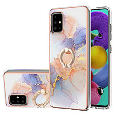 Handyhülle Silikon Hülle Gummi Schutzhülle Flexible Modisch Muster mit Fingerring Ständer Y03B für Samsung Galaxy A51 4G Helles Lila