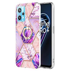 Handyhülle Silikon Hülle Gummi Schutzhülle Flexible Modisch Muster mit Fingerring Ständer Y04B für Realme 9 Pro 5G Helles Lila