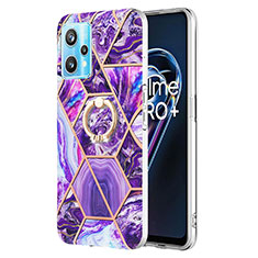 Handyhülle Silikon Hülle Gummi Schutzhülle Flexible Modisch Muster mit Fingerring Ständer Y04B für Realme Narzo 50 Pro 5G Violett