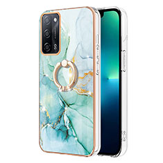 Handyhülle Silikon Hülle Gummi Schutzhülle Flexible Modisch Muster mit Fingerring Ständer Y05B für Oppo A53s 5G Grün