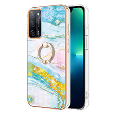 Handyhülle Silikon Hülle Gummi Schutzhülle Flexible Modisch Muster mit Fingerring Ständer Y05B für Oppo A55 5G Bunt