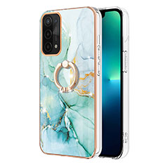 Handyhülle Silikon Hülle Gummi Schutzhülle Flexible Modisch Muster mit Fingerring Ständer Y05B für Oppo A93 5G Grün