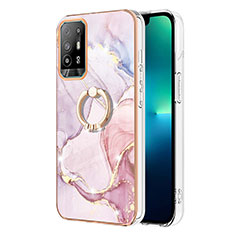 Handyhülle Silikon Hülle Gummi Schutzhülle Flexible Modisch Muster mit Fingerring Ständer Y05B für Oppo A95 5G Rosa