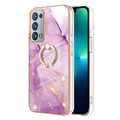 Handyhülle Silikon Hülle Gummi Schutzhülle Flexible Modisch Muster mit Fingerring Ständer Y05B für Oppo Reno6 Pro+ Plus 5G Helles Lila