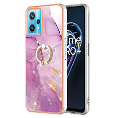 Handyhülle Silikon Hülle Gummi Schutzhülle Flexible Modisch Muster mit Fingerring Ständer Y05B für Realme 9 Pro 5G Helles Lila