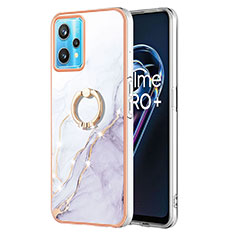 Handyhülle Silikon Hülle Gummi Schutzhülle Flexible Modisch Muster mit Fingerring Ständer Y05B für Realme 9 Pro 5G Weiß