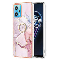 Handyhülle Silikon Hülle Gummi Schutzhülle Flexible Modisch Muster mit Fingerring Ständer Y05B für Realme 9 Pro+ Plus 5G Rosa