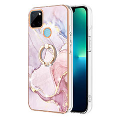 Handyhülle Silikon Hülle Gummi Schutzhülle Flexible Modisch Muster mit Fingerring Ständer Y05B für Realme C25Y India Rosa