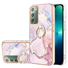 Handyhülle Silikon Hülle Gummi Schutzhülle Flexible Modisch Muster mit Fingerring Ständer Y05B für Samsung Galaxy Note 20 5G Rosa