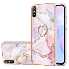 Handyhülle Silikon Hülle Gummi Schutzhülle Flexible Modisch Muster mit Fingerring Ständer Y05B für Xiaomi Redmi 9A Rosa