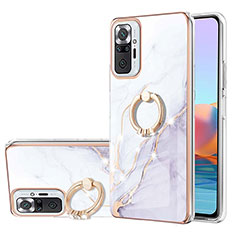 Handyhülle Silikon Hülle Gummi Schutzhülle Flexible Modisch Muster mit Fingerring Ständer Y05B für Xiaomi Redmi Note 10 Pro Max Weiß