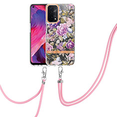 Handyhülle Silikon Hülle Gummi Schutzhülle Flexible Modisch Muster mit Fingerring Ständer Y06B für Oppo A54 5G Helles Lila