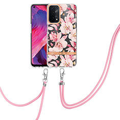 Handyhülle Silikon Hülle Gummi Schutzhülle Flexible Modisch Muster mit Fingerring Ständer Y06B für Oppo A54 5G Rosa