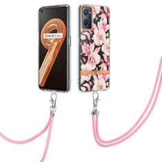 Handyhülle Silikon Hülle Gummi Schutzhülle Flexible Modisch Muster mit Fingerring Ständer Y06B für Oppo A96 4G Rosa